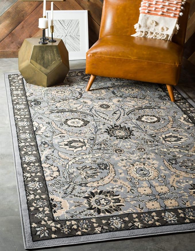 Unique Loom Espahan Collection Area Rug - Cape Cod (2' 2" x 3' 1" Rectangle, Dark Gray/ Black)