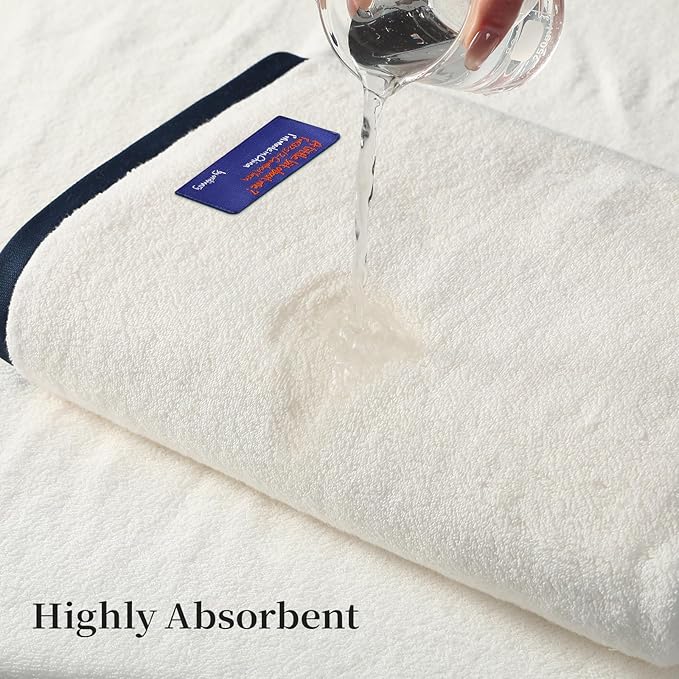 REDKISS 6 Pack Cotton Towel Set with Luxury Embellished Border, 600 GSM Ultra Soft & Highly Absorbent Bath Towels Set with 2 Bath, 2 Hand, 2 Washcloths for Bathroom, Gym, Spa, Hotel, White