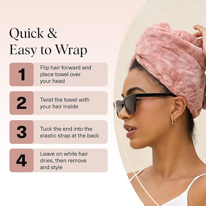 Kitsch Plush Microfiber Hair Towel Wrap for Women - Hair Turbans for Wet Hair, Super Absorbent Drying Towel - Quick Dry, Anti-Frizz - for Long & Short, Wet & Curly Hairs - Terracotta