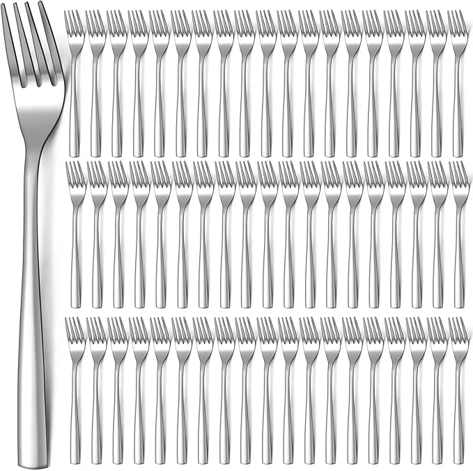Roshtia 100 Pieces Metal Forks Bulk 6.7 Inch Stainless Steel Silverware Dinner Fork Set Restaurant Flatware for Kitchen Restaurant Mirror Finish and Dishwasher Safe