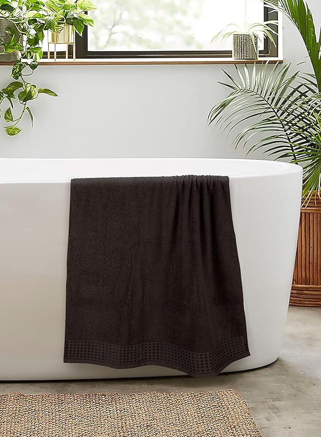 GLAMBURG 100% Cotton 2 Pack Oversized Bath Towel Set 28x55 Inches, Ultra Soft Highly Absorbant Compact Quickdry & Lightweight Large Bath Towels, Ideal for Gym Travel Camp Pool - Chocolate Brown