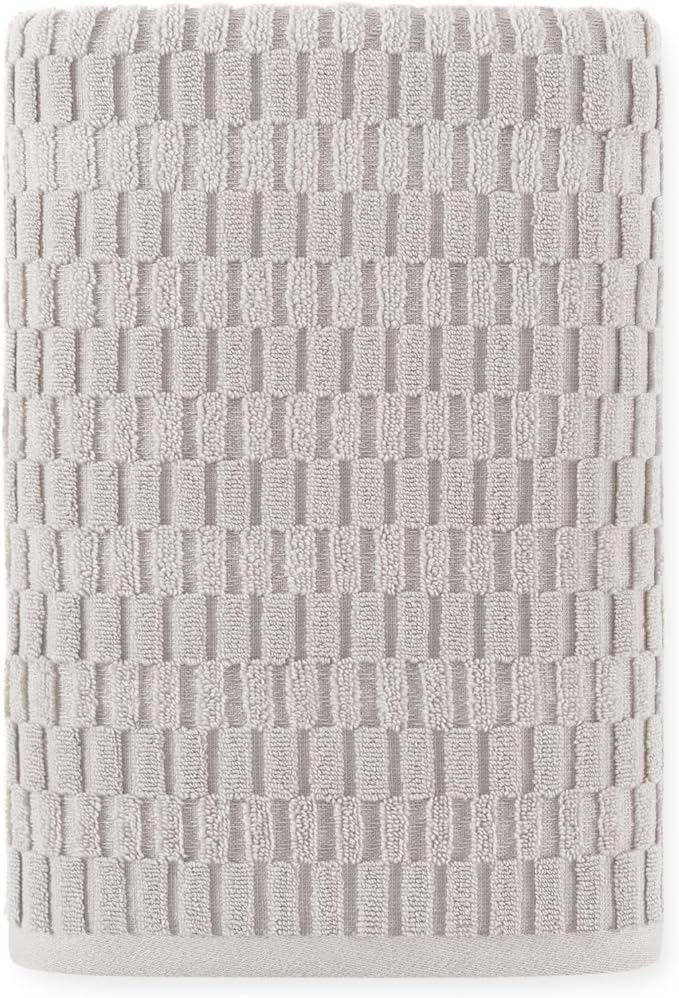 DKNY Metro Tile Quick Dry 100% Cotton Towel Set for Bathroom – 2 Bath, 2 Hand, Zero Twist, Absorbent, Supremely Soft, 550 GSM, 4 Piece, Stone