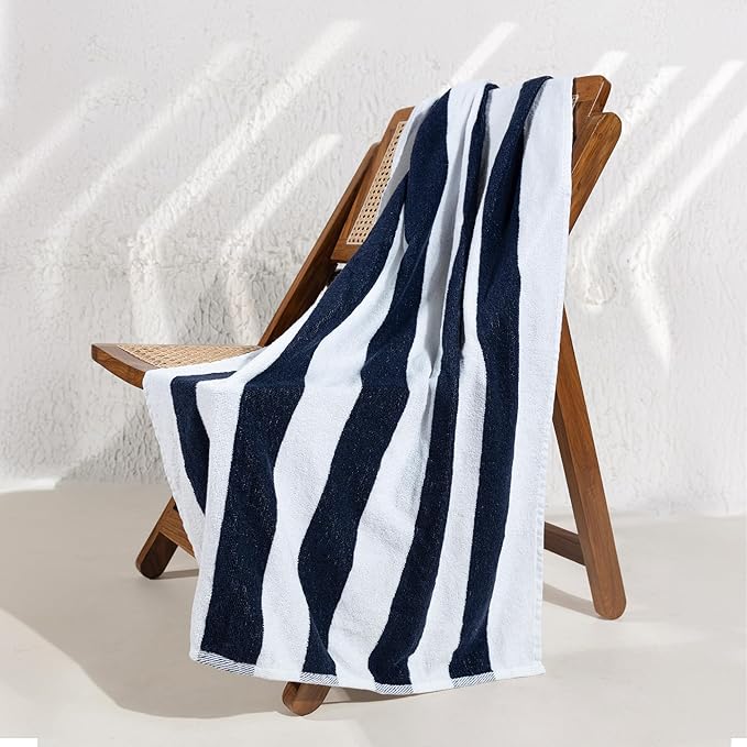 Salt Earth Cotton Striped Beach Cabana Towel, 4 Pack - 30"x60" Quick Dry Towels, Pool Essentials, Travel, Gym & Bathroom Towels, Oversized Beach Vacation Essentials (Multicolour)