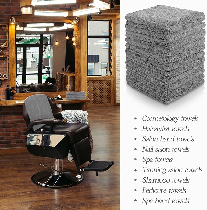 Shimeyao 48 Pack Bleach Proof Towels 16x 26inch Microfiber Absorbent Hair Towels Bulk Bleach Salon Hand Drying Cloth for Gym Bath Spa Shaving Shampoo Home (Light Gray)