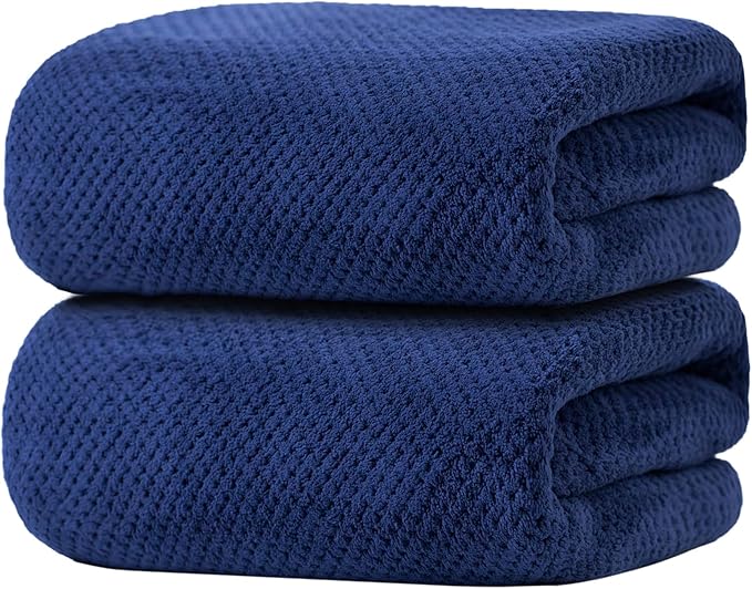Oversized Bath Towels Extra Large 40x80 Inches Bath Sheets for Adults Super Soft Quick Dry Highly Absobent Microfiber Shower Towels (2 Piece, Navy Blue)