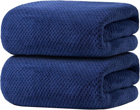 Oversized Bath Towels Extra Large 40x80 Inches Bath Sheets for Adults Super Soft Quick Dry Highly Absobent Microfiber Shower Towels (2 Piece, Navy Blue)