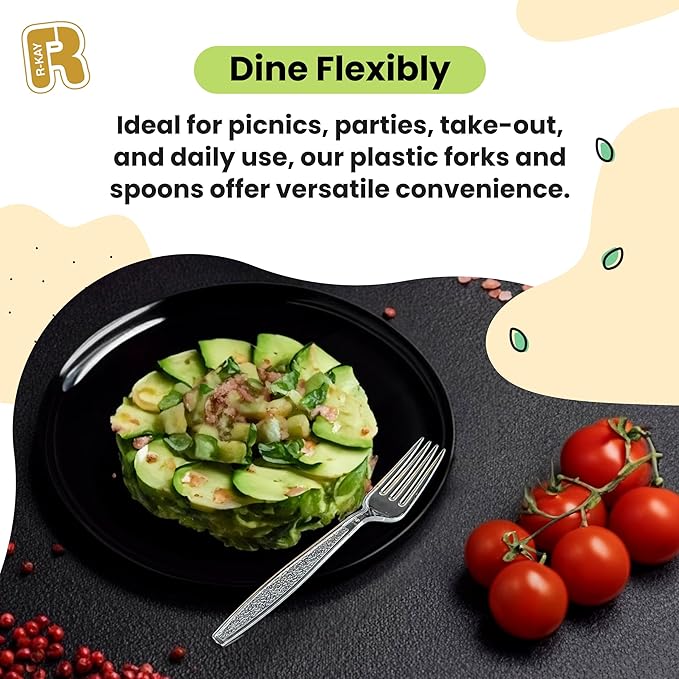 200 Count Plastic Silverware Heavy Duty - Clear Plastic Forks And Spoons Set - BPA Free Plastic Utensils Set - Heat Resistance Cutlery For All Occasions