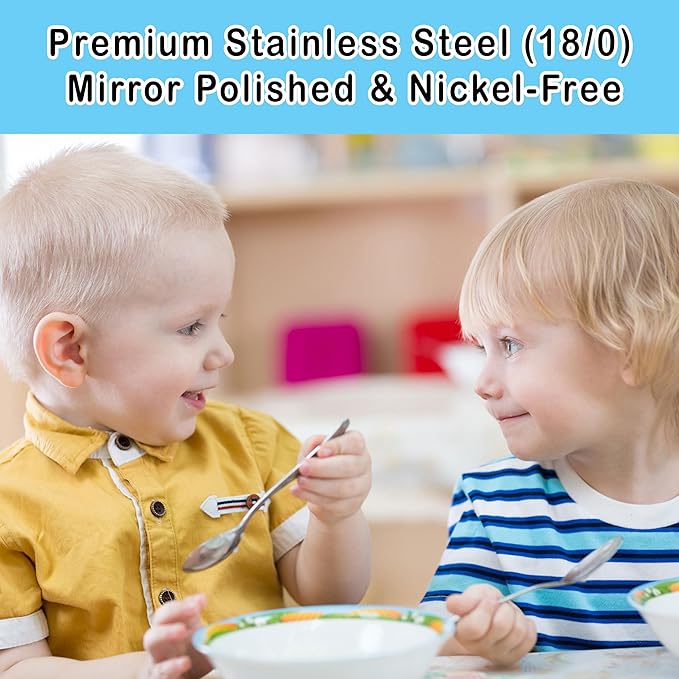 CHILLOUT LIFE Stainless Steel Kids Silverware Set 6 Pieces - Child and Toddler Safe Flatware - Kids Utensil Set - Metal Kids Cutlery Set (Includes 3 Small Kids Spoons & Kids 3 Forks)