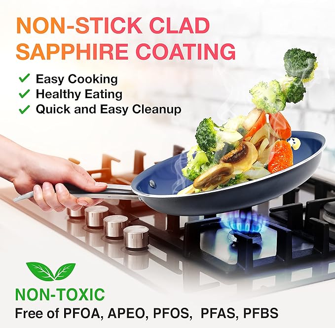 Mueller Sapphire UltraClad Kitchen Induction Pots and Pans Set Nonstick Induction Cookware Sets -24pc for Cooking Kitchen Cookware Sets, Frying Pans