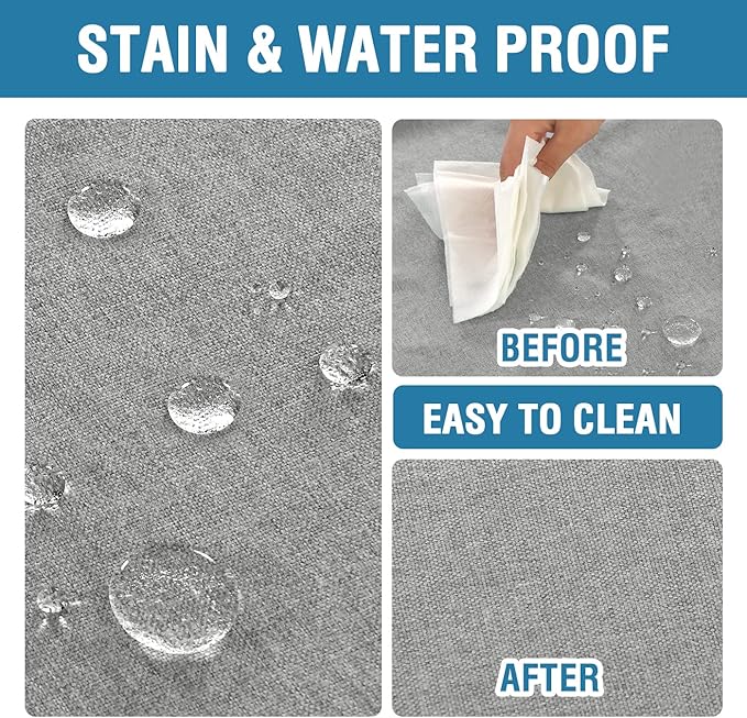 H.VERSAILTEX Linen Textured Tablecloth 54 x 54 Waterproof Decorative Table Cloth Spill-Proof Linen Look Cover for Party Table Extra Soft and Thick Fabric Wrinkle Free, Heather Gray