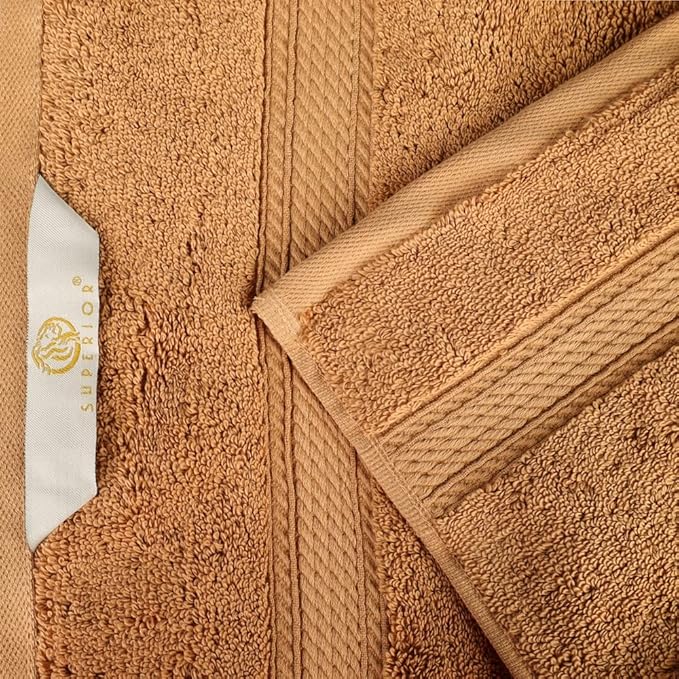 Superior Egyptian Cotton Pile 3 Piece Towel Set, Includes 1 Bath, 1 Hand, 1 Face Towel/Washcloth, Ultra Soft Luxury Towels, Thick Plush Essentials, Guest Bath, Spa, Hotel Bathroom, Rust