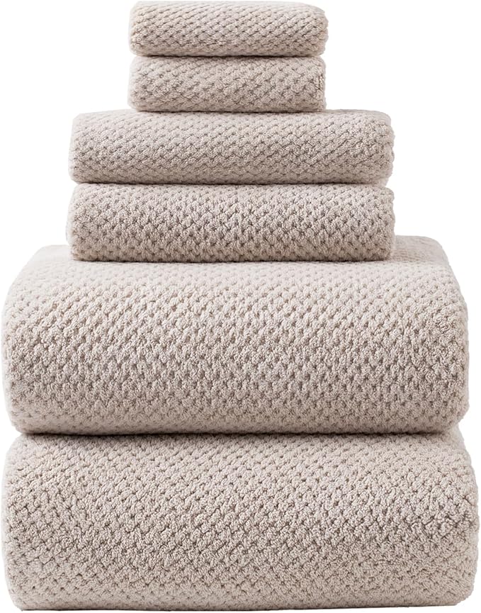 Oversized Bath Towels Extra Large 40x80 Inches Bath Sheets for Adults Super Soft Quick Dry Highly Absobent Microfiber Shower Towels (6 Piece,Beige)