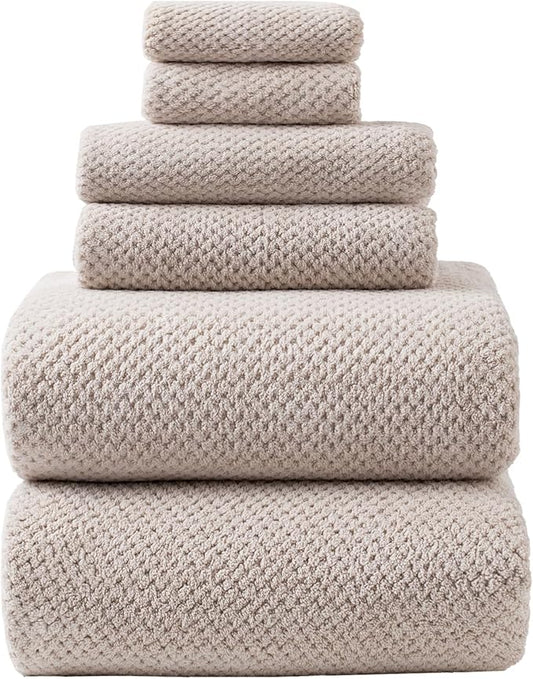 Oversized Bath Towels Extra Large 40x80 Inches Bath Sheets for Adults Super Soft Quick Dry Highly Absobent Microfiber Shower Towels (6 Piece,Beige)