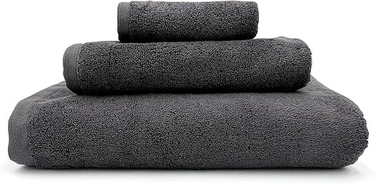 Lincoln & Palm 3 Piece Turkish Towels Set, Thick, Soft, Plush 700 GSM Spa & Hotel Quality, Silver Infused SILVERbac | Bath 58x30, Hand 30x16, Face Wash Cloth 13x13 (3 Piece Towel Set, Charcoal)