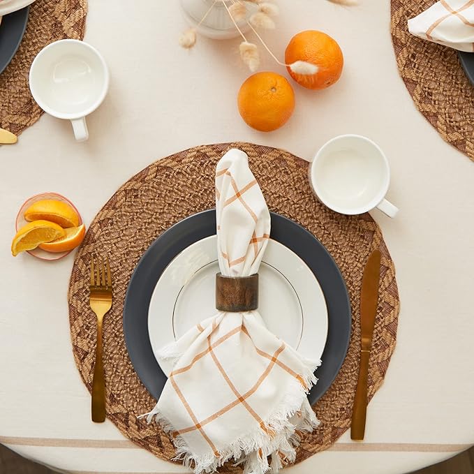 DII French Stripe Dining Table Collection Farmhouse Style Tablecloth, 70 Inches Round, White Chambray