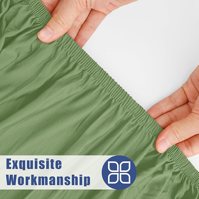 Round Spandex Tablecloth, Elastic Fitted Waterproof Tablecloths for 45"-56" Tables, Stretch Washable Picnic Table Cover for Camping, Dining, Indoor and Outdoor, Sage Green