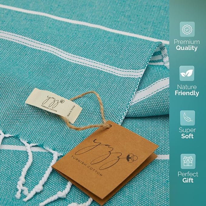 Hand Towels - Set of 2, 18" x 30" inches, Cotton Turkish Hand Towel Sets Clearance, Hand Face Towels, Decorative Peshtemal Turkish Hand Towels (Petrol)