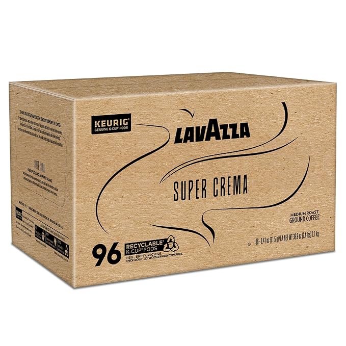 Lavazza Super Crema, Single Serve Keurig® K-Cup® Pods, Medium Espresso Roast Coffee, 96-Count Box
