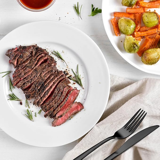 Black Silverware Set - 20PCS Stainless Steel Silverware Set for 4, Includes Forks Spoons and Knives, Utensil Sets for Home Kitchen Restaurant, Dishwasher Safe