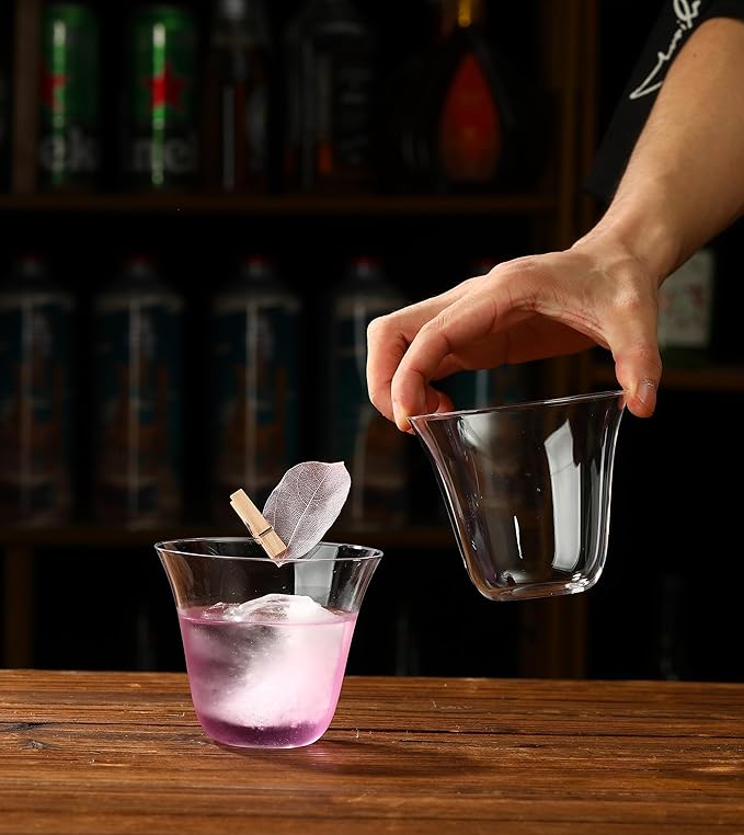 Set of 4 Drinking Glasses - 9oz Clear Cups for Cocktails, Iced Coffee, Tea, Soda, Whiskey and Beer