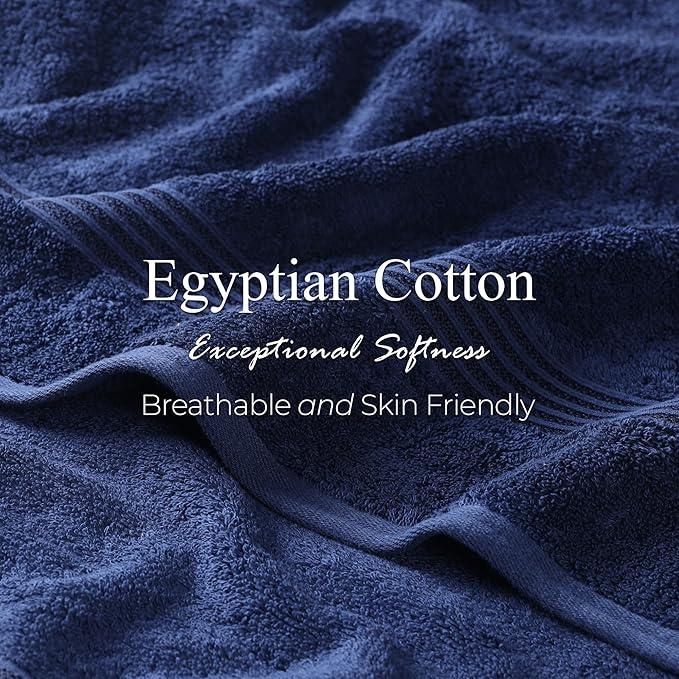 Superior Egyptian Cotton Bath Sheet Set, Oversized Towels for Home Bathroom, Master, Guest Bath, Decor Essentials, Quick Dry, Absorbent, Large Body Towel, Spa, Hotel, Resort, Set of 2, Navy Blue
