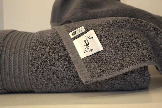 Milara Turkish Super-Plush Bathroom Hand Towels Set 2-Piece | Premium Cotton Hand Towels Set Absorbent, Durable with Hanging Loops | Anthracite (Dark Gray) Hand Towel, (16 x 30 Inches)