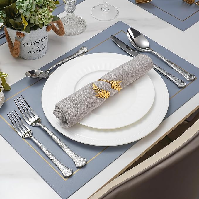 40-Piece Hammered Silverware Set for 8, Heavy Duty Flatware Set 18/10 Stainless Steel, Dishwasher Safe, Ideal for Gift