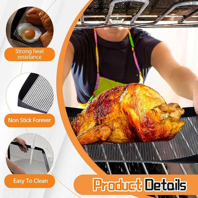 PTFE Solid Oven Basket Non Stick Cooking Basket Cooking Trays for Quick Oven Accessories Baking Chips Chicken Wings Bread Heating