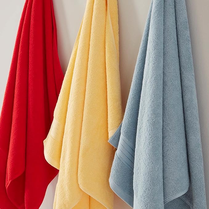 COZYART Red Bath Towels for Bathroom 2 Pcs, 27x54 Cotton Bath Towel Set Super Soft Highly Absorbent Durable 650 GSM Shower Towels for Daily Use