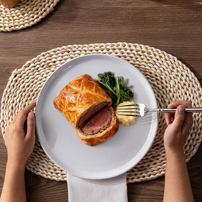 AmorArc Ceramic Dinnerware Sets for 6, 18 Pieces Handpainted Plates and Bowls Set with Rustic Terracotta Underside, Scratch Resistant Stoneware Dishes Set, Dishwasher & Microwave Safe, White