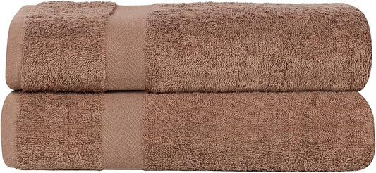 Superior 2-Piece Cotton Bath Sheet Set, Large Towels for Body, Quick Dry, Bathroom Essentials, Guest/Master Bath, Shower, Home Accessories, Apartment, Airbnb, Franklin Collection, Latte