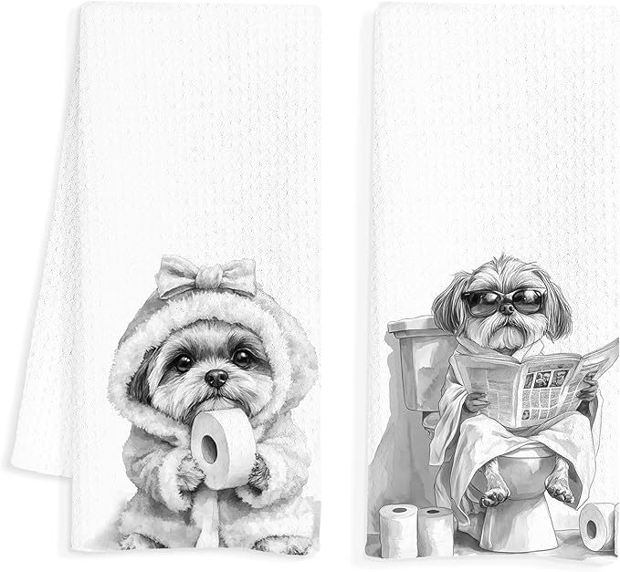 Shih Tzu Gifts Hand Towels for Bathroom Set of 2, Shih Tzu Dog Hand Towels for Washroom Bathroom Decor, 16x24 Inch