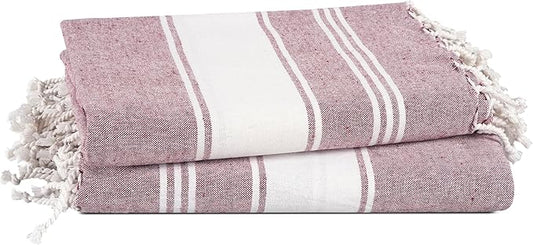 LANE LINEN Turkish Beach Towels, 2 Pack Extra Large Beach Towel, Pre-Washed for Soft Feel, Oversized Sand Free Quick-Dry Pool Towel, Beach Towels for Adults, 39"x71" - Wistful Mauve