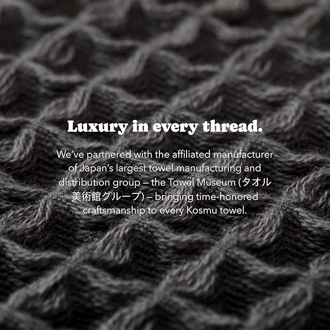 Luxury Organic Japanese Cotton Waffle Bath Towel | Thick, Absorbent, Quick Dry Bathroom Towels for Shower, Sauna, Onsen| Hotel & Spa Quality, Gift-Ready (Smoke Grey, Bath Towel (55" x 34"))