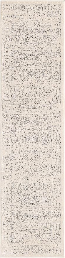 Unique Loom Isabella Collection Area Rug - Adjani (2' x 8' Runner, White/ Blue)