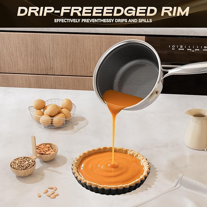 Stainless Steel Pots and Pans Set,6 Piece Nonstick Cookware Set,1,2 and 4 Quart Pots Set with Glass Lids,PFAS PFOA PTFE Free,Stay-Cool Handle,Dishwasher-Friendly,Oven-Safe,Compatible with All Cooktops