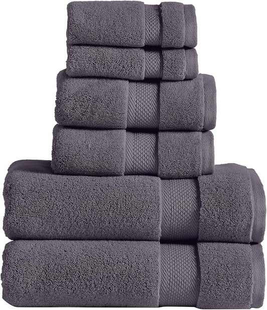 Modern Threads Luxury 6-Piece Quick-Dry Towel Set – Plush & Ultra-Absorbent for Spa-Like Experience, Gray