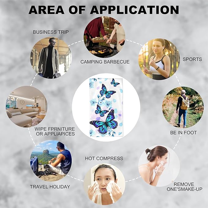 Flowers and Butterfly Hand Towel for Bathroom Set of 2 Hand Bath Towels Soft Absorbent Decorative Towels for Bathroom Kitchen Yoga Home Decor 14 x 28 in