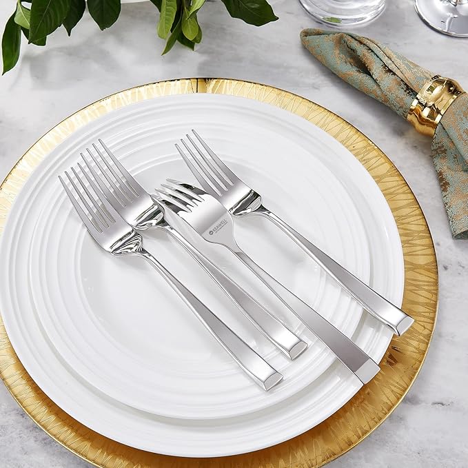 KEAWELL Premium Imperial 4-Piece 8.2 inch Forks Set – Heavy Duty 18/10 Stainless Steel Flatware with Mirror Finish and Squared Edge, Dishwasher Safe for Elegant Dining (4, Dinner Forks)
