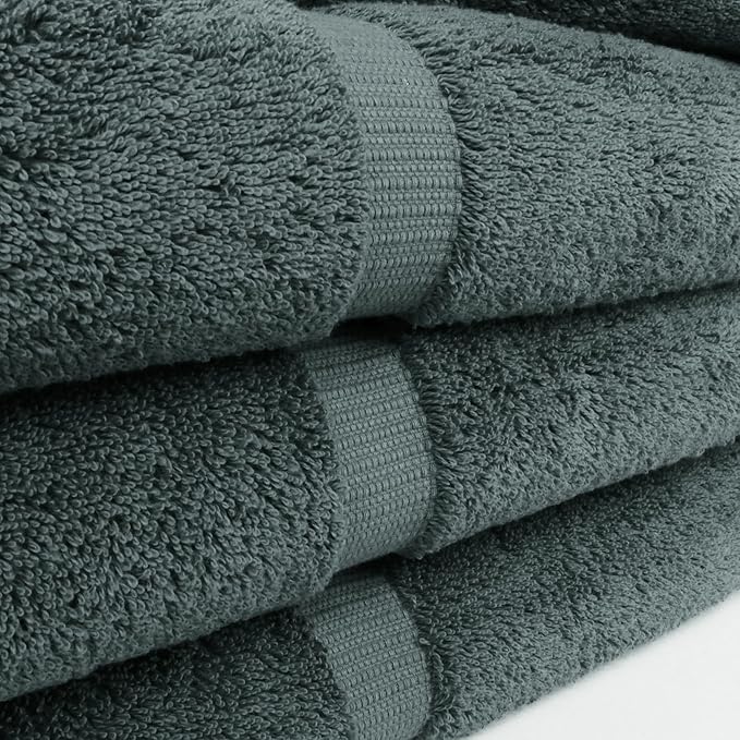 Chakir Turkish Linens | Hotel & Spa Quality 100% Cotton Luxury Turkish Towels | Soft & Absorbent (30x60 Inches Extra Large Bath Towels, Set of 4 - Dark Gray)