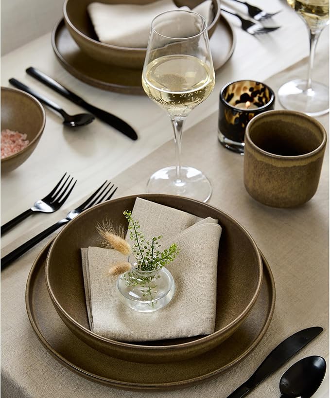 Solino Home Natural Linen Napkins Set of 6-100% Pure Linen Cloth Washable Dinner Napkins 20 x 20 Inch for Holiday, New Year - Fete