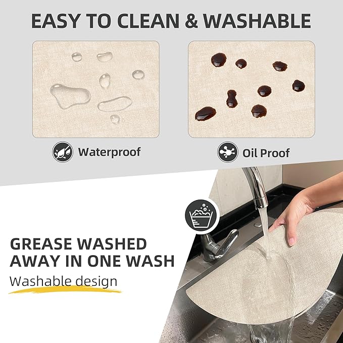 15 inch Faux Leather Round Placemats Set of 4 Non-Slip Washable Wipeable Table Mats, Heat Resistant Waterproof Oilproof Place Mats for Kitchen, Dining, Party, Indoor, Outdoor Beige