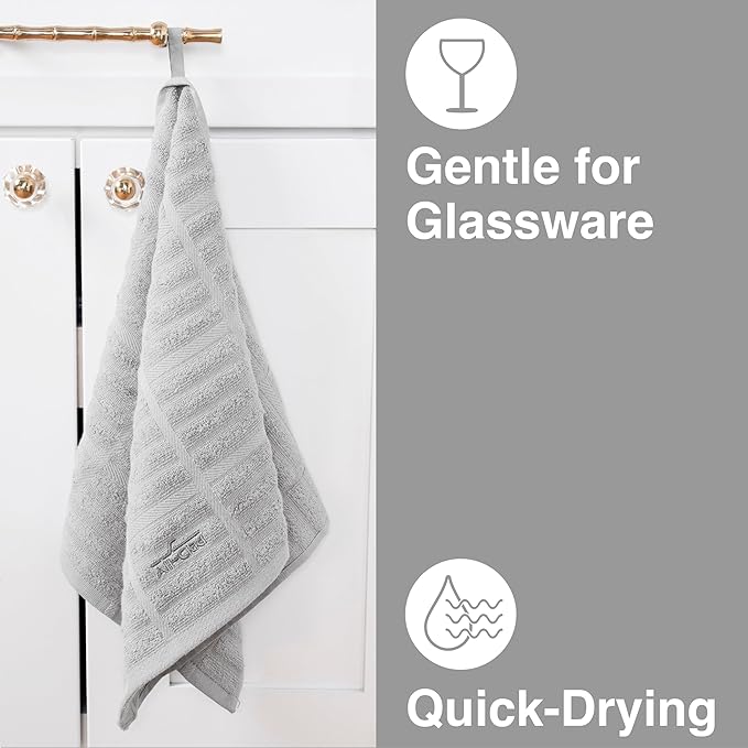 All-Clad Solid Kitchen Towels: Highly Absorbent, Super Soft Long Lasting - 100% Cotton, 17"x30" Tea Towels for Cleaning & Drying Dishes, Pans, Glassware, or Countertops, (2-Pack), Titanium Gray