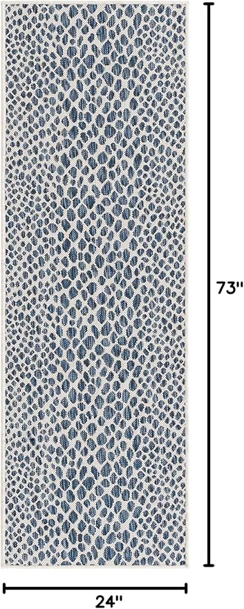 Unique Loom Outdoor Collection Area Rug - Cape Town (2' x 6' 1" Runner, Blue/ Olive)