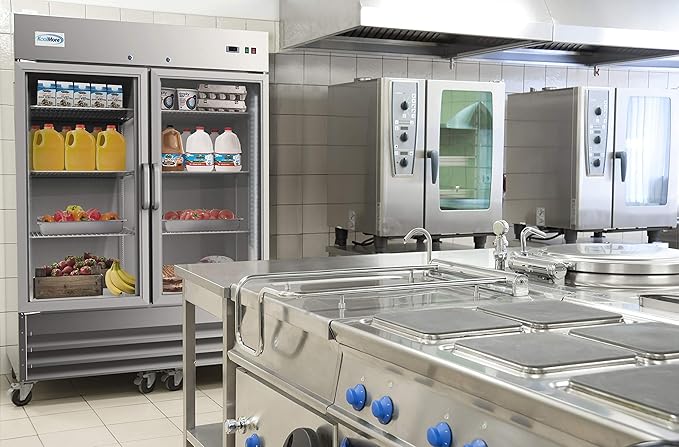 KoolMore - RIR-2D-GD 54" 2 Glass Door Commercial Reach-in Refrigerator Cooler with LED Lighting - 47 cu. ft, Stainless Steel
