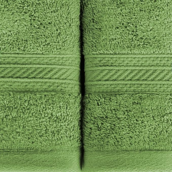 Superior Long Staple 100% Combed Cotton 700GSM 8-Piece Solid Towel Set for Bathroom, Shower-Super Soft, Plush, Assorted 8-Piece Towels, 4 Face/Washcloths, 2 Hand Towels, 2 Bath Towels, Green Essence