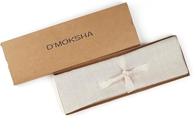 D'Moksha Homes Linen Light Natural Table Runner 108 Inches Long - 100% Pure Linen Dining Table Runner 14 x 108 Inch for Winter, Holiday, New Year - Machine Washable