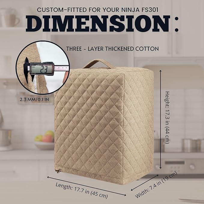 Slushie Machine Cover for Ninja FS301 & FS301C, Waterproof & Dustproof Protective Lid for Ninja Frozen Drink Maker, Durable Nylon Cover for Slushie Accessories (Mocha Tan)