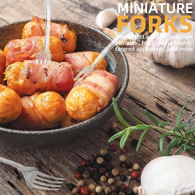 100 PCS Clear Mini Forks Heavy Duty, 4 inch Clear Plastic Appetizer Fork, Mini Forks for Appetizers, Dessert Fork Disposable, BPA Free, Food Safe, Suitable for All Occasions