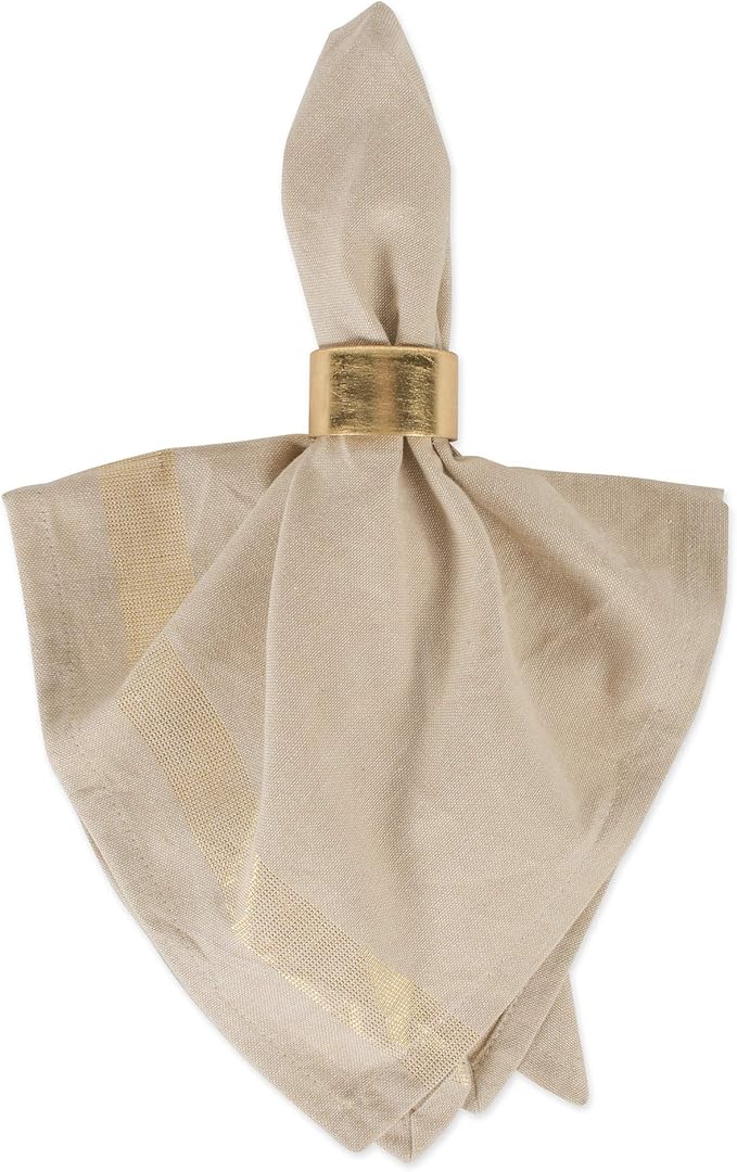 DII Holiday Dining Table Linen Sparkle Metallic Kitchen Décor, Napkin Set, 20x20, Gold Metallic Stripe, 6 Piece